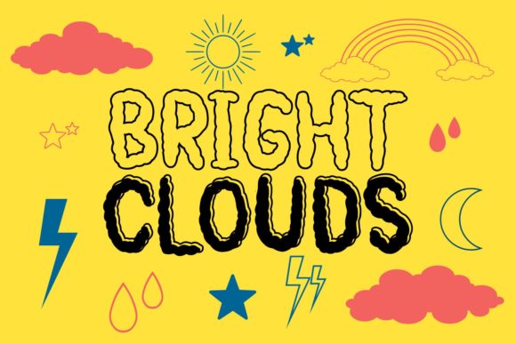 Bright Clouds Font: A Whimsical Dingbat Typeface for Creative Products